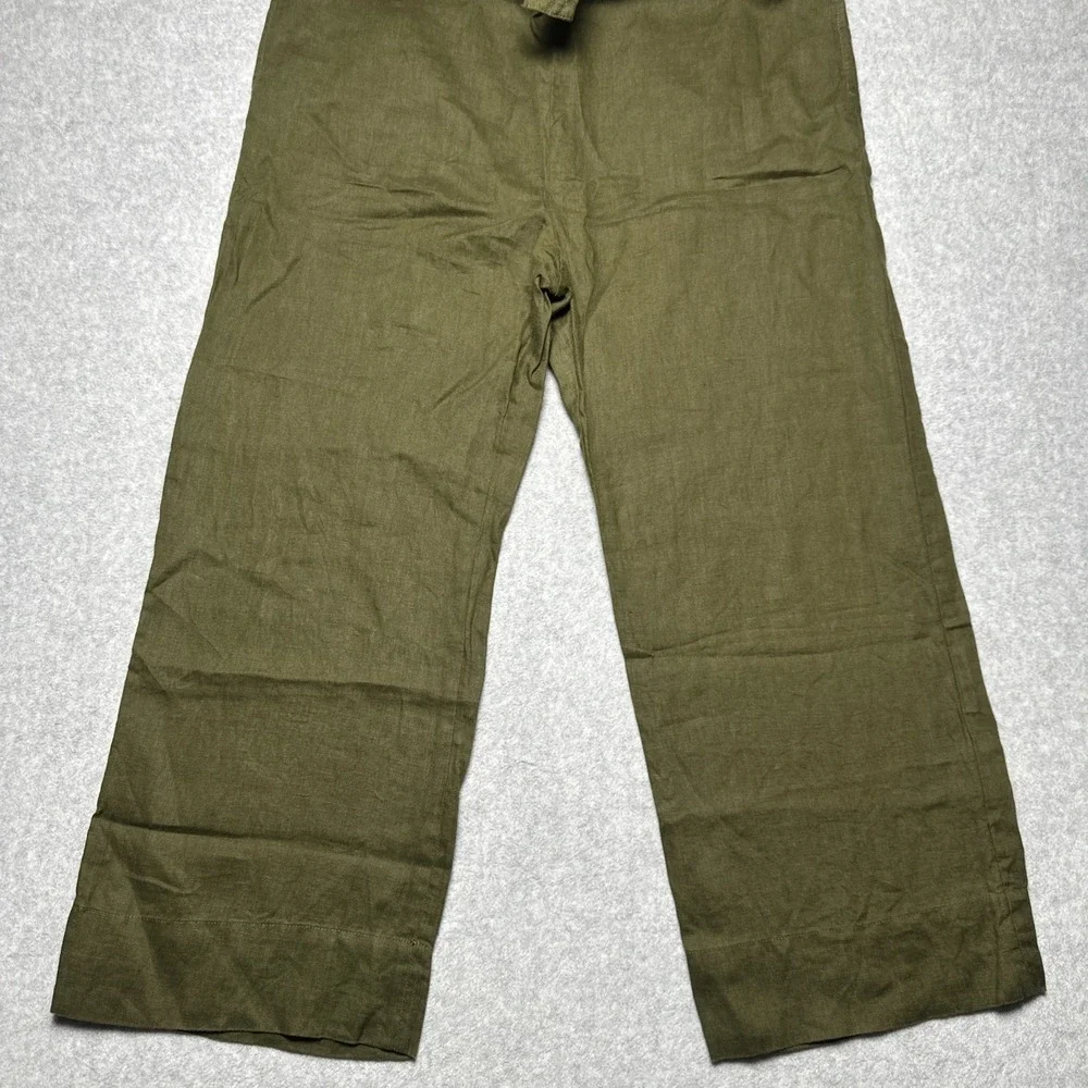 Quince Women 100% European Linen Square Neck Jumpsuit Martini Olive Size S